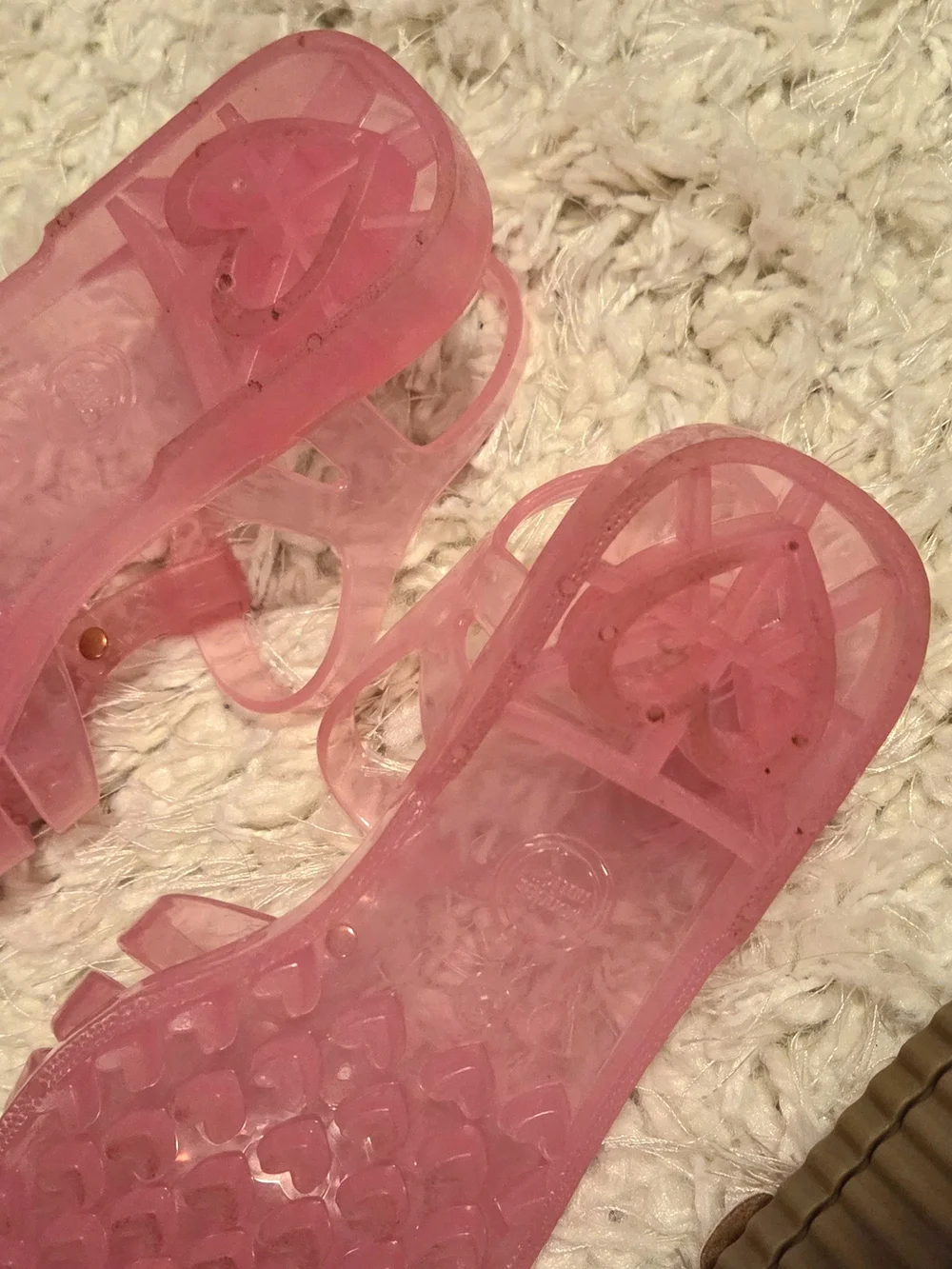 Pink Jelly Gem-Strap Sandals